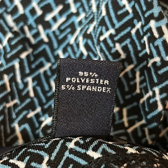 Lands End Blue Patterned Midi Tie Waist 3/4 Length Sleeve Dress Size XS 2-4 - Picture 9 of 9